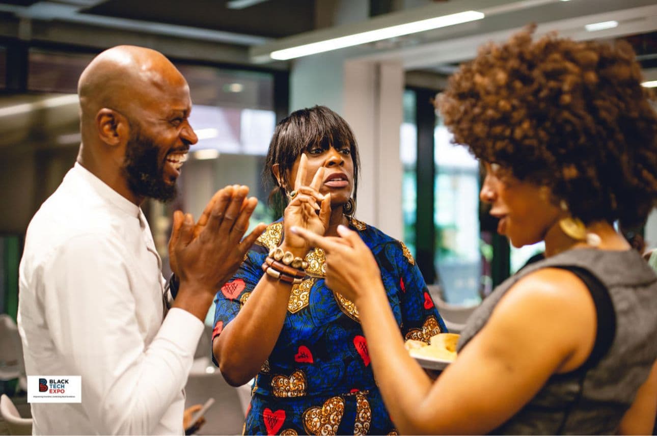 Guests networking at the event